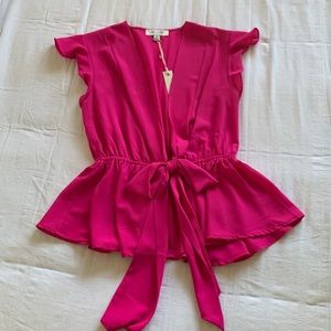 Fuchsia Pink Deep-V Top
